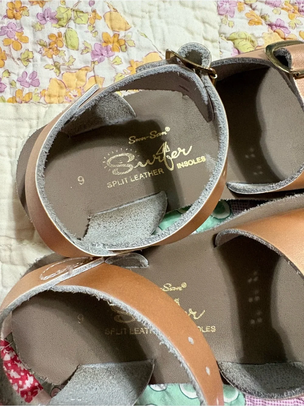 Kids Metallic Brown Buckle Sandals with Ankle Strap